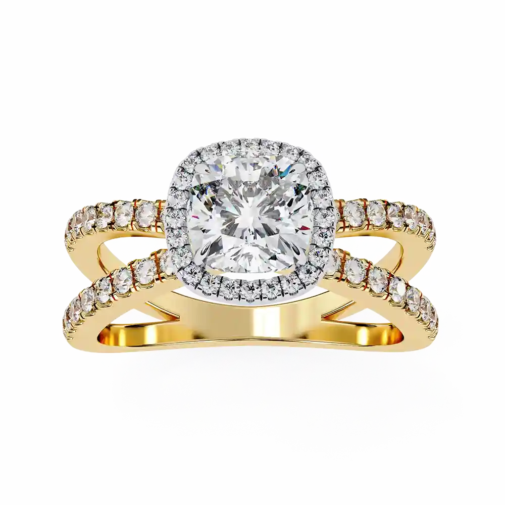 Cushion Diamond Bands 0.45 Carat Diamond Solid Gold Engagement Ring - Image 4