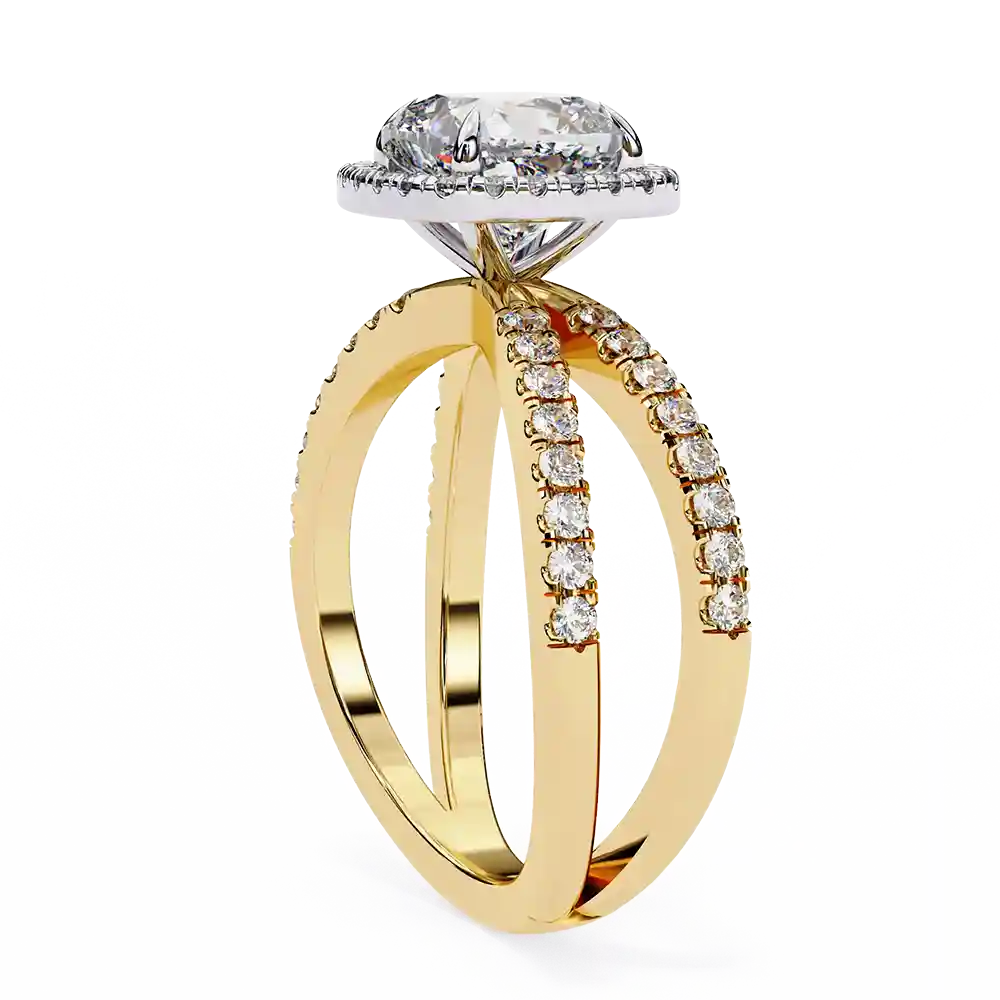 Cushion Diamond Bands 0.45 Carat Diamond Solid Gold Engagement Ring - Image 5