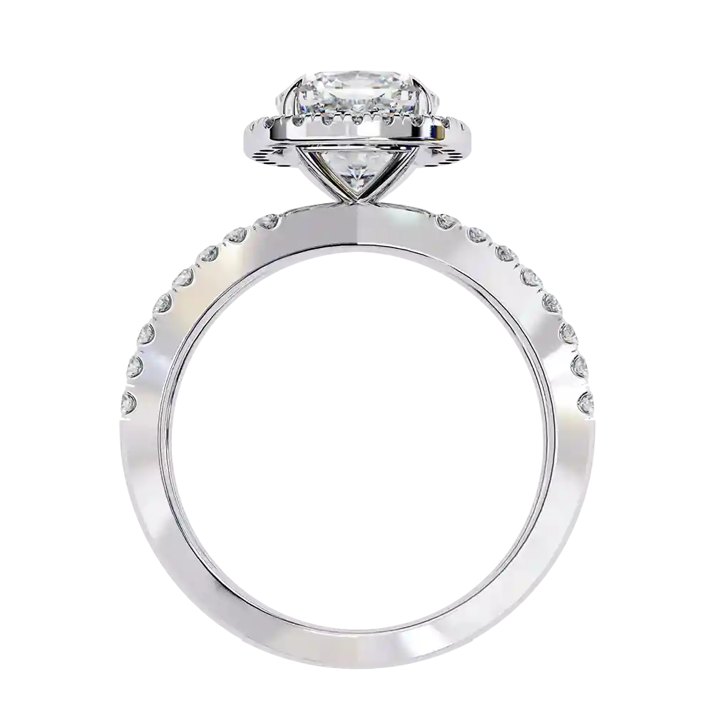 Cushion Diamond Bands 0.45 Carat Diamond Solid Gold Engagement Ring - Image 9