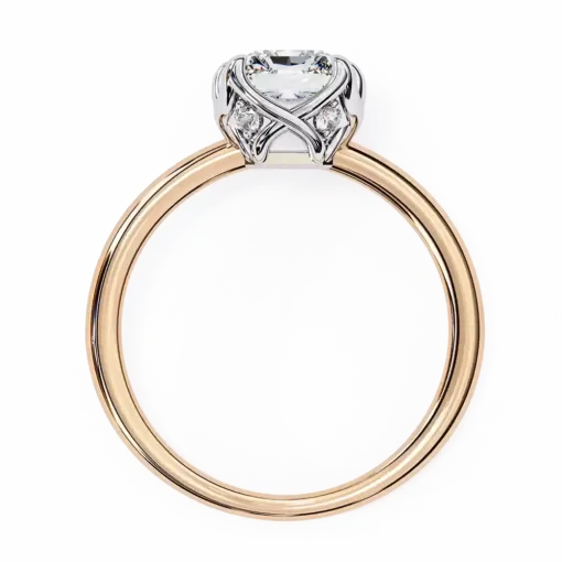 Emerald Hidden Halo 0.071 Carat Diamond Solid Gold Engagement Ring - Image 8