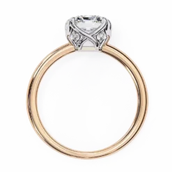 Radiant Hidden Halo 0.071 Carat Diamond Solid Gold Engagement Ring