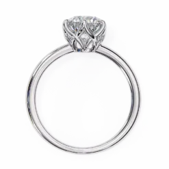 Round Hidden Halo 0.039 Carat Diamond Solid Gold Engagement Ring