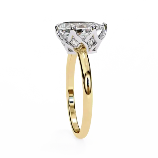Pear Hidden Halo 0.06 Carat Diamond Solid Gold Engagement Ring