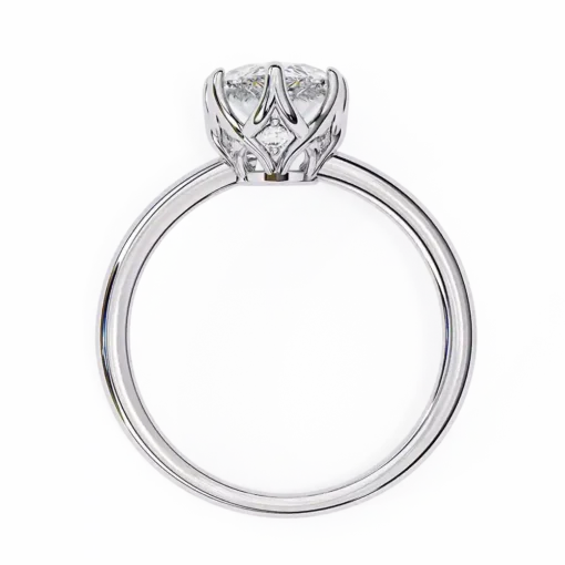 Pear Hidden Halo 0.06 Carat Diamond Solid Gold Engagement Ring - Image 4
