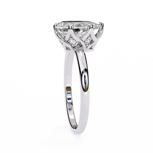 Marquise Hidden Halo 0.06 Carat Diamond Solid Gold Engagement Ring