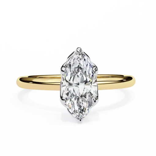 Marquise Hidden Halo 0.06 Carat Diamond Solid Gold Engagement Ring - Image 8