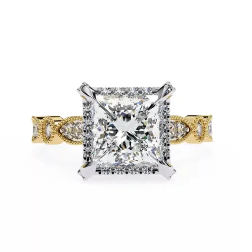 Princess Unique 0.432 Carat Diamond Solid Gold Engagement Ring