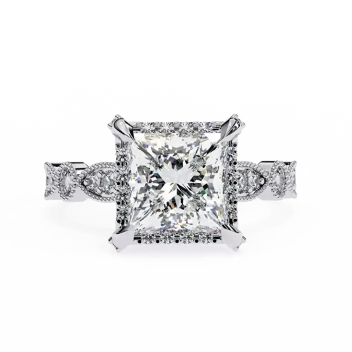 Princess Unique 0.432 Carat Diamond Solid Gold Engagement Ring - Image 2