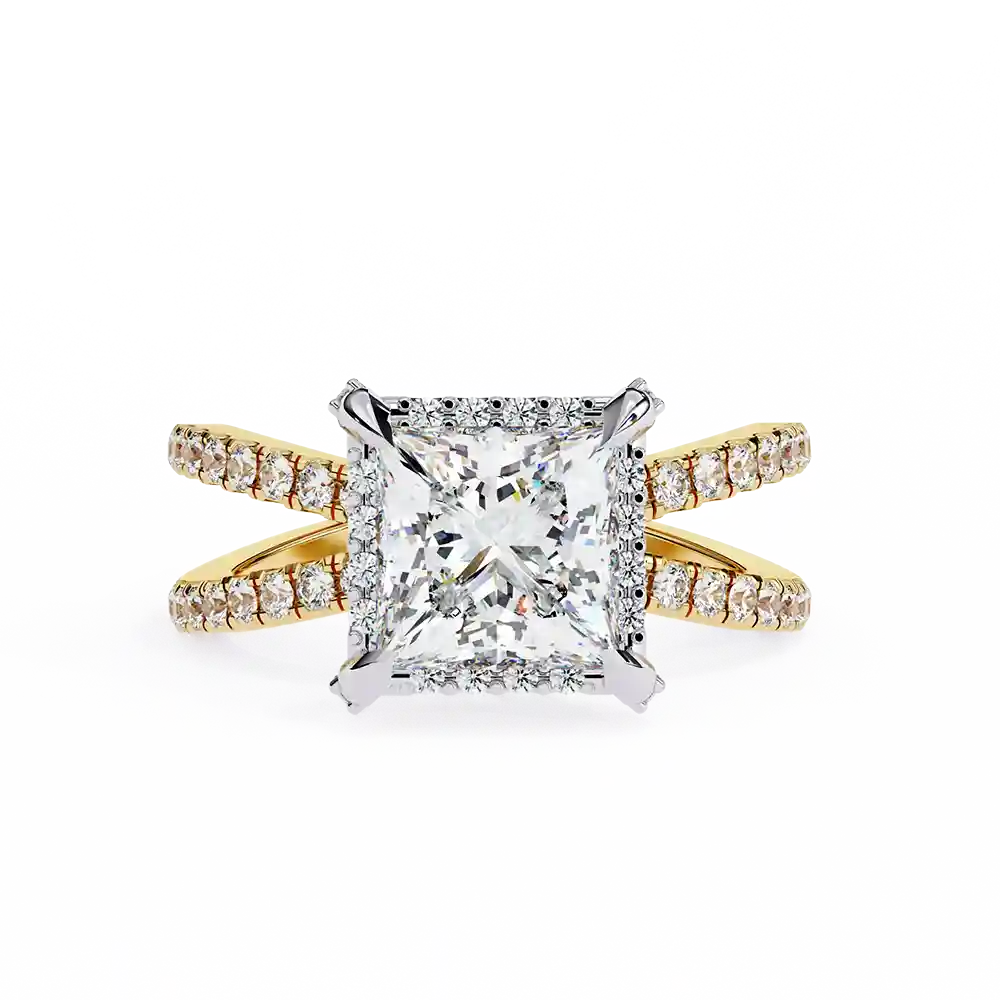 Princess Hidden Halo 0.19 Carat Diamond Solid Gold Engagement Ring - Image 2