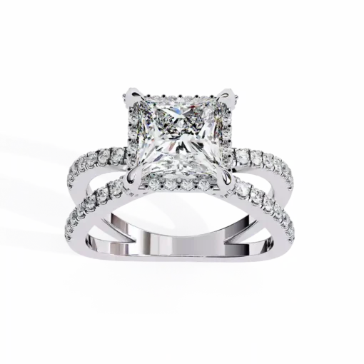 Princess Hidden Halo 0.19 Carat Diamond Solid Gold Engagement Ring - Image 10