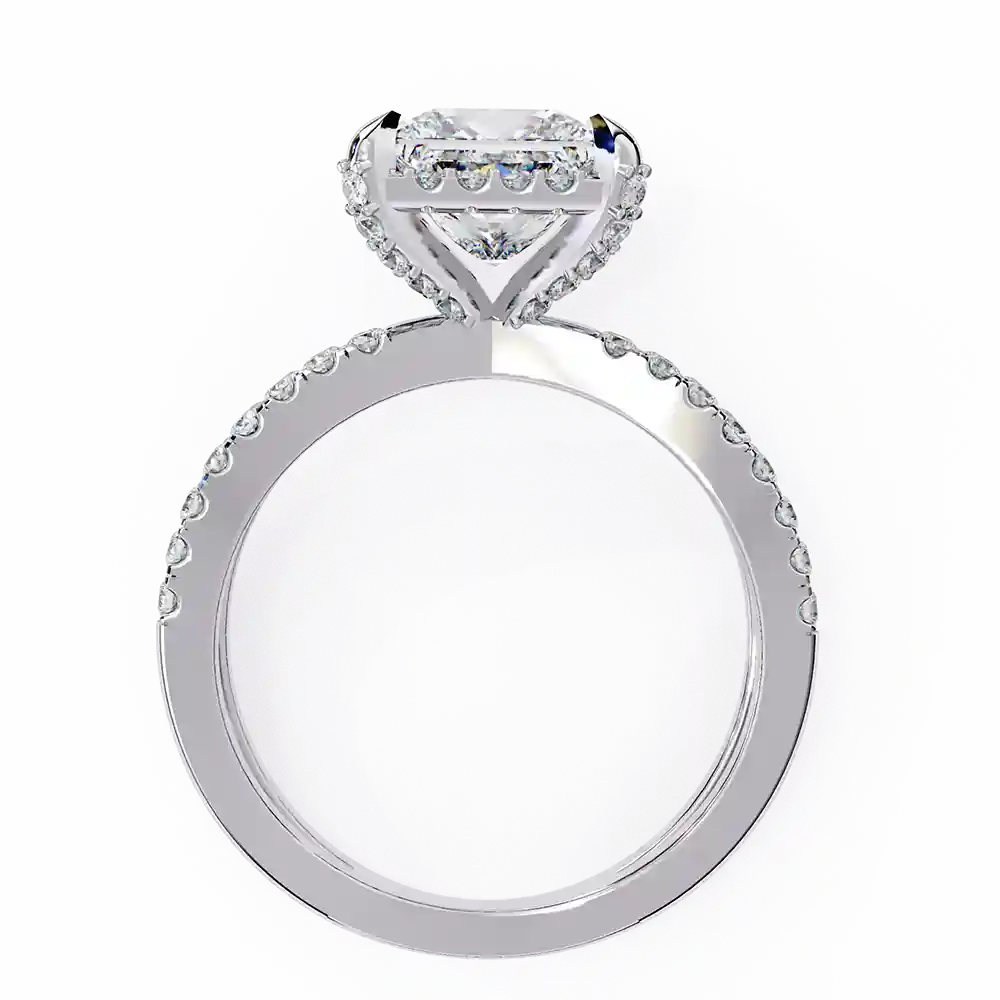 Princess Hidden Halo 0.19 Carat Diamond Solid Gold Engagement Ring - Image 4