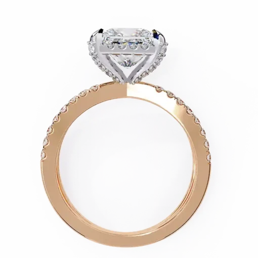 Princess Hidden Halo 0.19 Carat Diamond Solid Gold Engagement Ring - Image 5