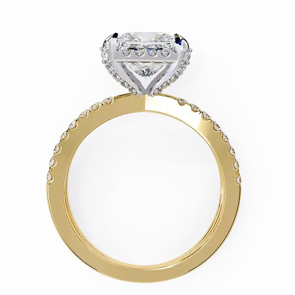 Princess Hidden Halo 0.19 Carat Diamond Solid Gold Engagement Ring - Image 6