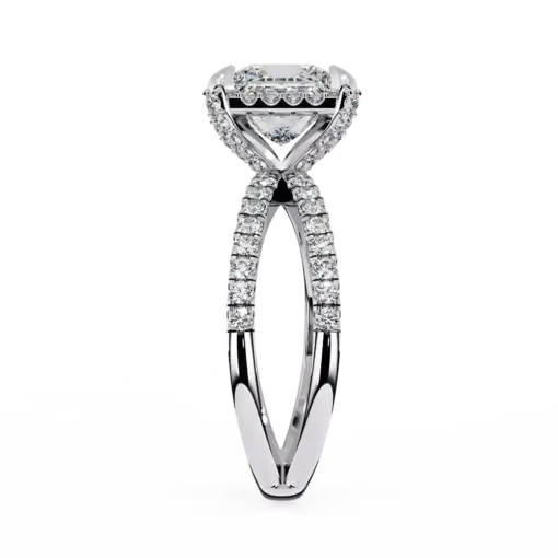 Princess Hidden Halo 0.19 Carat Diamond Solid Gold Engagement Ring - Image 7