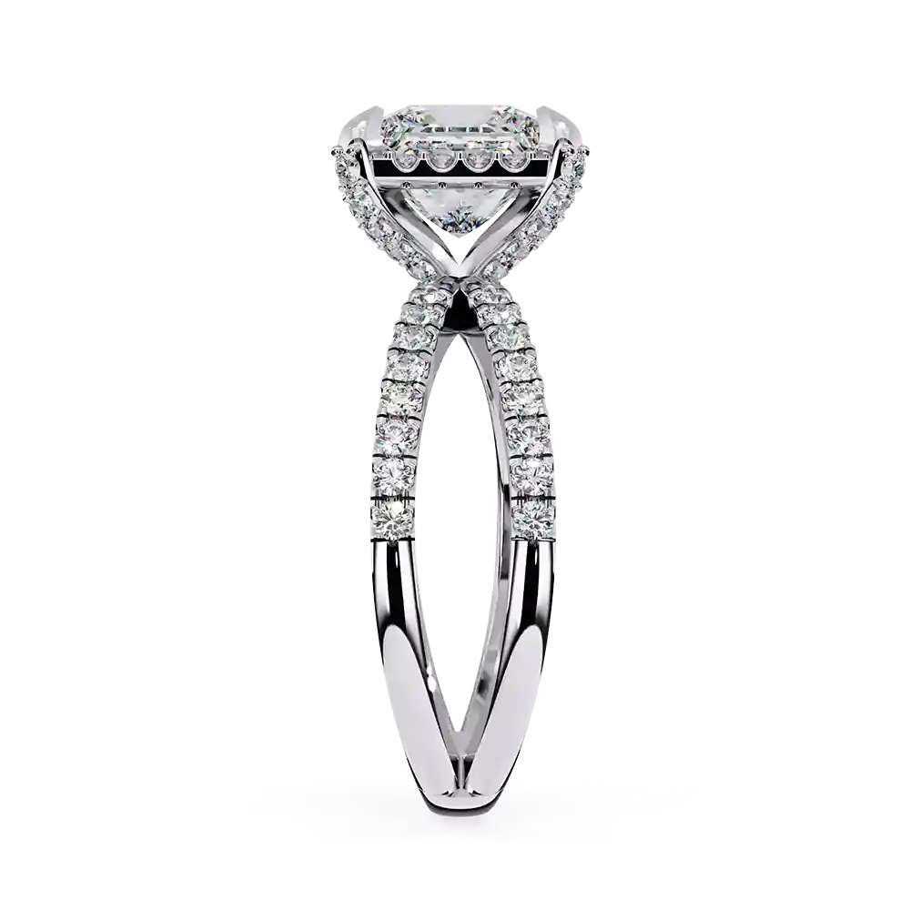 Princess Hidden Halo 0.19 Carat Diamond Solid Gold Engagement Ring - Image 7