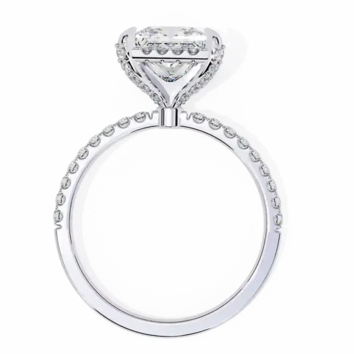 Princess Hidden Halo 0.37 Carat Diamond Solid Gold Engagement Ring - Image 10