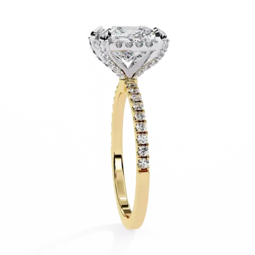 Princess Hidden Halo 0.37 Carat Diamond Solid Gold Engagement Ring - Image 5