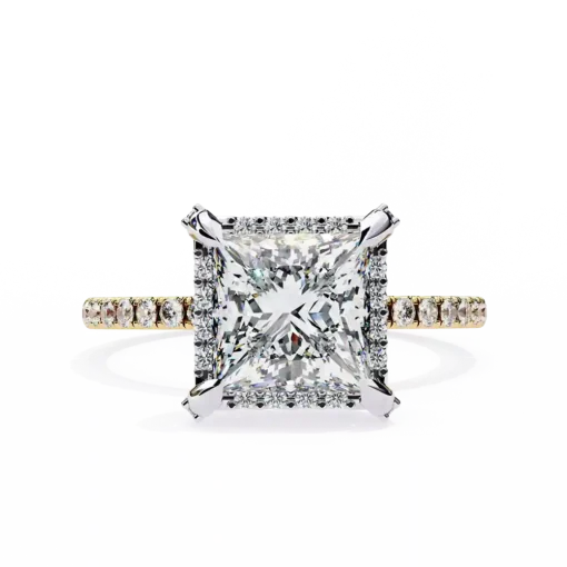 Princess Hidden Halo 0.37 Carat Diamond Solid Gold Engagement Ring - Image 9