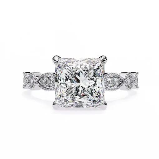 Princess Unique 0.322 Carat Diamond Solid Gold Engagement Ring - Image 6