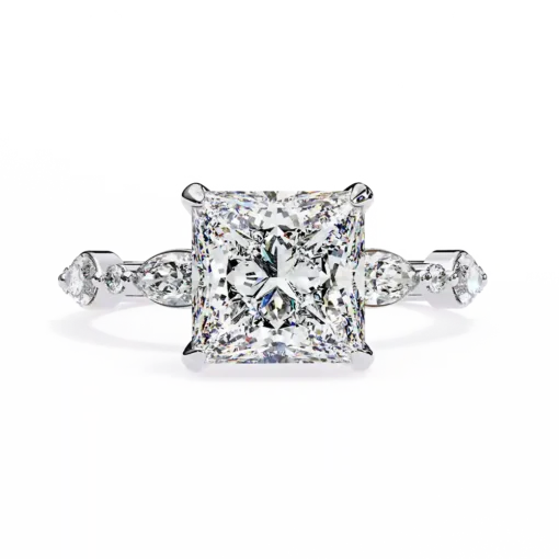 Princess Unique 0.98 Carat Diamond Solid Gold Engagement Ring - Image 2