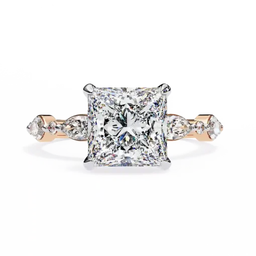 Princess Unique 0.98 Carat Diamond Solid Gold Engagement Ring - Image 3
