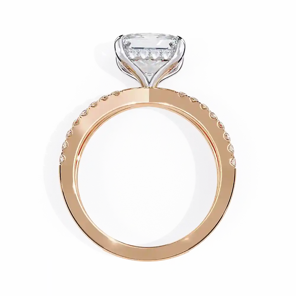 Princess Hidden Halo 0.4 Carat Diamond Solid Gold Engagement Ring - Image 4