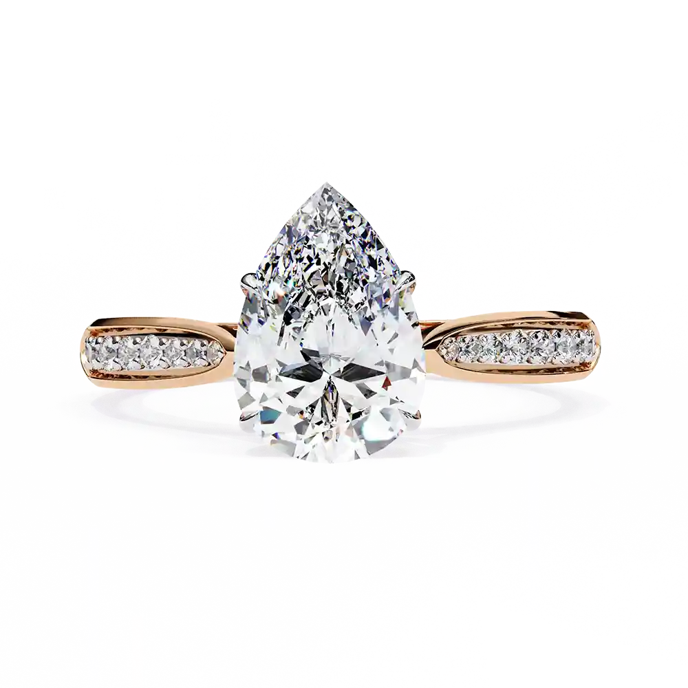 Pear Hidden Halo 0.167 Carat Diamond Solid Gold Engagement Ring