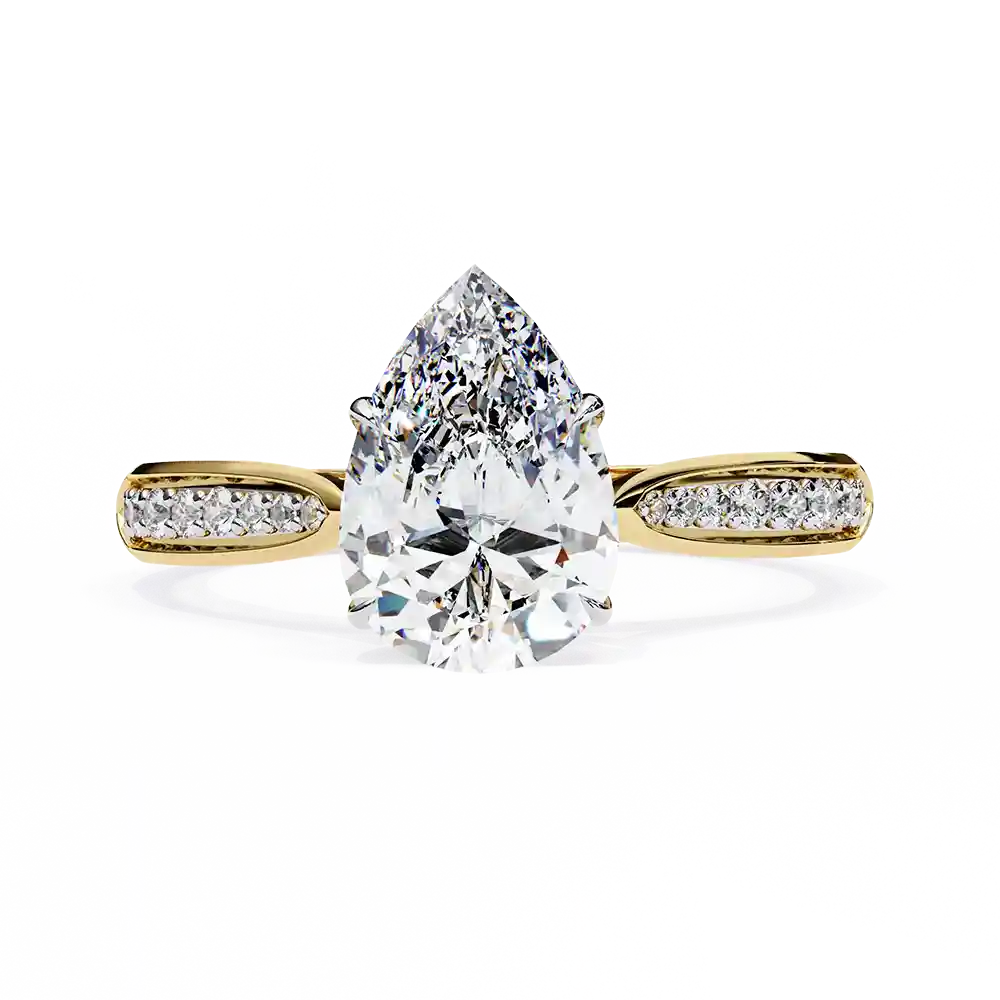 Pear Hidden Halo 0.167 Carat Diamond Solid Gold Engagement Ring - Image 3