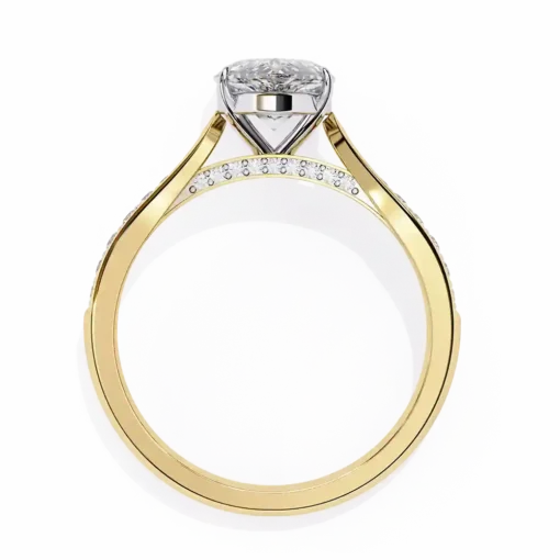 Pear Hidden Halo 0.167 Carat Diamond Solid Gold Engagement Ring - Image 4