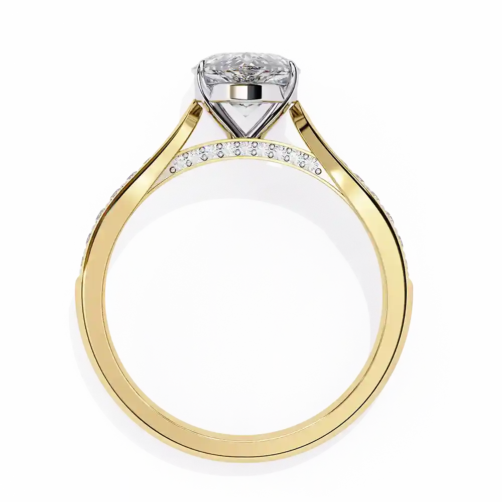Pear Hidden Halo 0.167 Carat Diamond Solid Gold Engagement Ring - Image 4