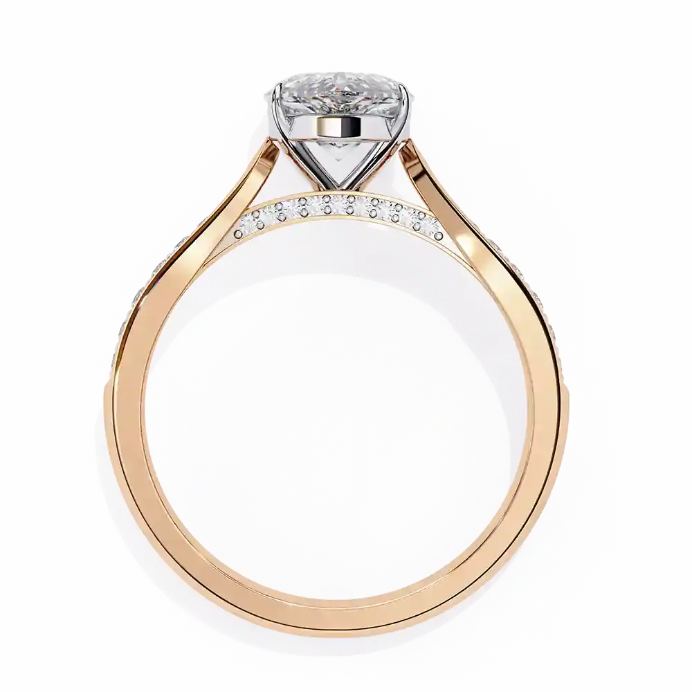 Pear Hidden Halo 0.167 Carat Diamond Solid Gold Engagement Ring - Image 5