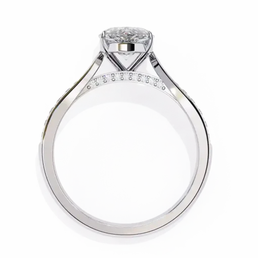 Pear Hidden Halo 0.167 Carat Diamond Solid Gold Engagement Ring - Image 6