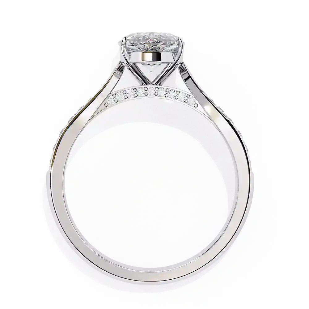 Pear Hidden Halo 0.167 Carat Diamond Solid Gold Engagement Ring - Image 6