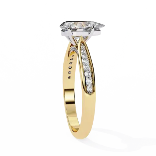 Pear Hidden Halo 0.167 Carat Diamond Solid Gold Engagement Ring - Image 7