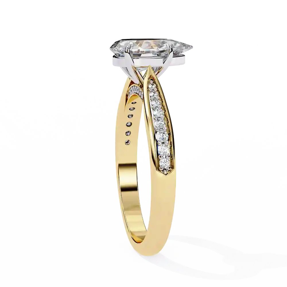 Pear Hidden Halo 0.167 Carat Diamond Solid Gold Engagement Ring - Image 7