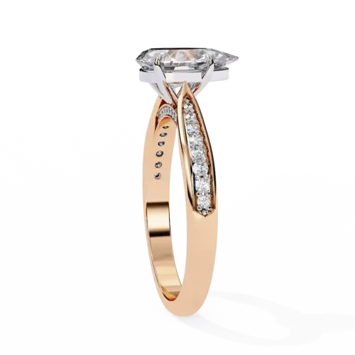 Pear Hidden Halo 0.167 Carat Diamond Solid Gold Engagement Ring - Image 8