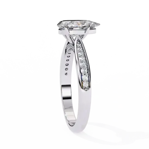 Pear Hidden Halo 0.167 Carat Diamond Solid Gold Engagement Ring - Image 9