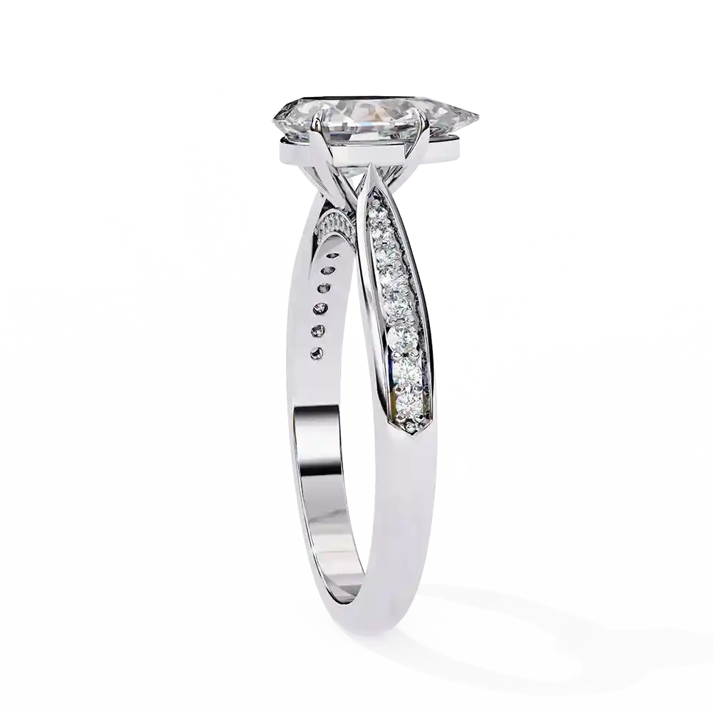 Pear Hidden Halo 0.167 Carat Diamond Solid Gold Engagement Ring - Image 9