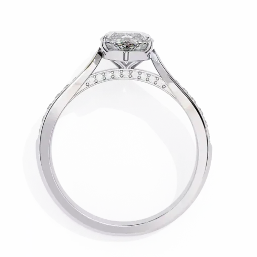 Marquise Hidden Halo 0.131 Carat Diamond Solid Gold Engagement Ring - Image 10