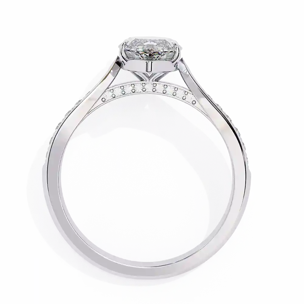 Marquise Hidden Halo 0.131 Carat Diamond Solid Gold Engagement Ring - Image 10