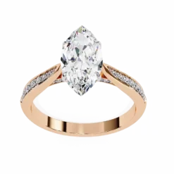 Marquise Hidden Halo 0.131 Carat Diamond Solid Gold Engagement Ring