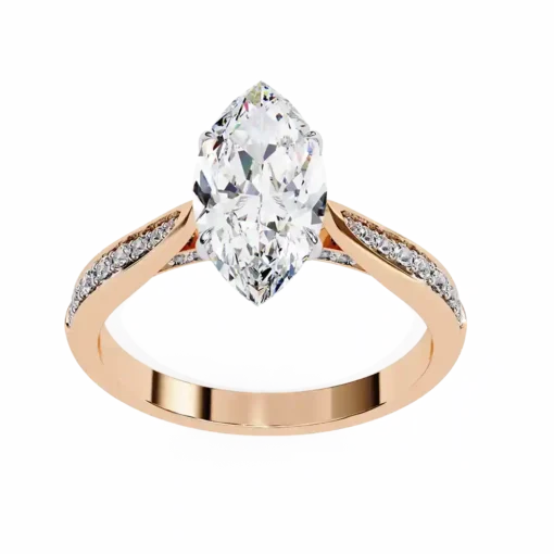 Marquise Hidden Halo 0.131 Carat Diamond Solid Gold Engagement Ring