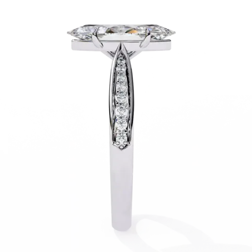 Marquise Hidden Halo 0.131 Carat Diamond Solid Gold Engagement Ring - Image 4