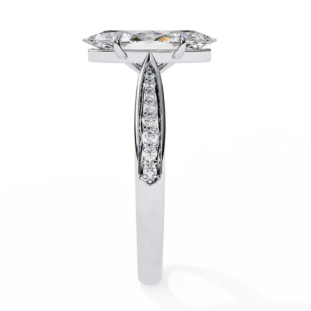 Marquise Hidden Halo 0.131 Carat Diamond Solid Gold Engagement Ring - Image 4