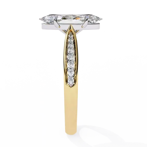 Marquise Hidden Halo 0.131 Carat Diamond Solid Gold Engagement Ring - Image 6