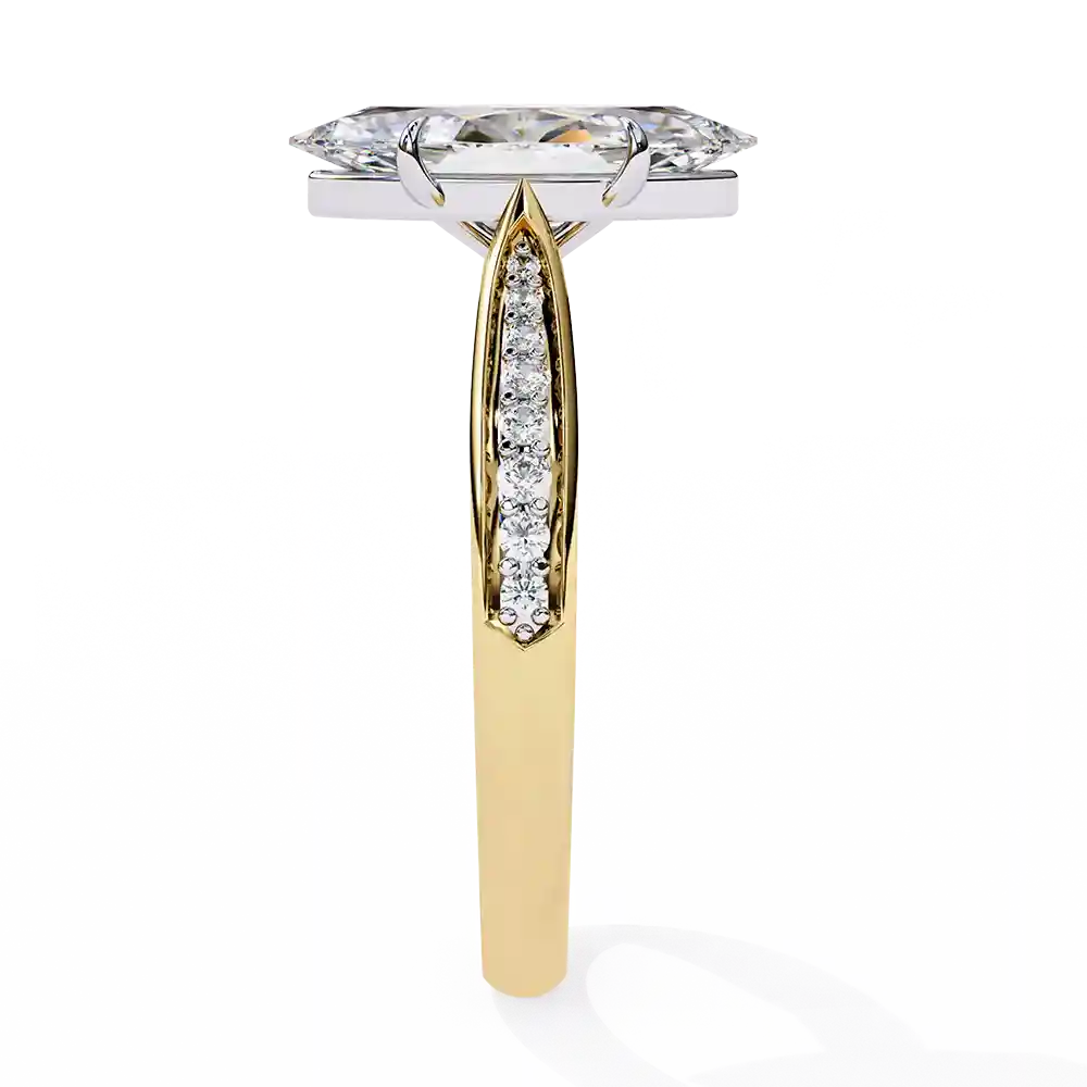Marquise Hidden Halo 0.131 Carat Diamond Solid Gold Engagement Ring - Image 6