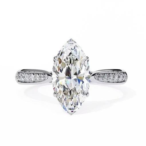 Marquise Hidden Halo 0.131 Carat Diamond Solid Gold Engagement Ring - Image 8