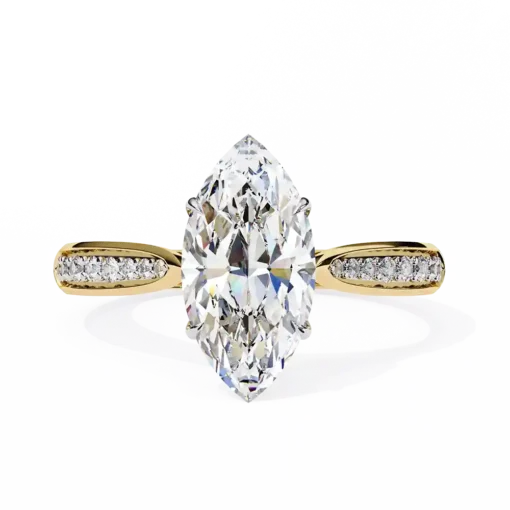 Marquise Hidden Halo 0.131 Carat Diamond Solid Gold Engagement Ring - Image 9