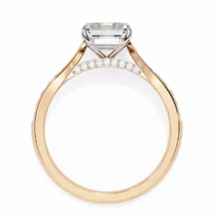 Emerald Hidden Halo 0.105 Carat Diamond Solid Gold Engagement Ring