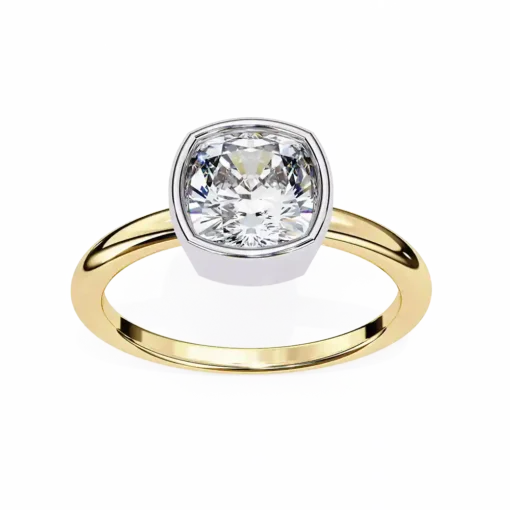 Cushion Bezel Diamond Solid Gold Engagement Ring - Image 10